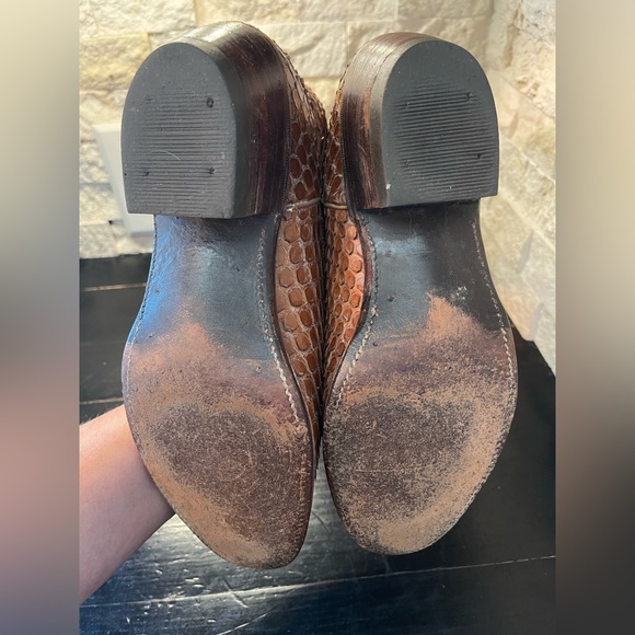 Tony Mora Western Boots Exotic Snakeskin Knee High Women’s 8 B Cognac Brown Vtg - Picture 4 of 9